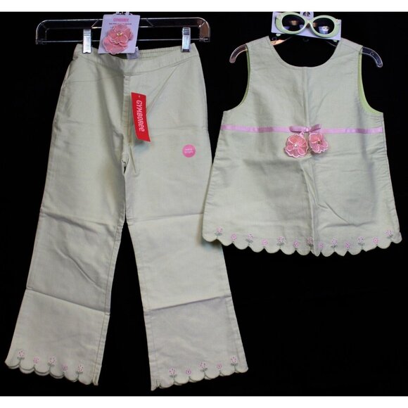 2006 Gymboree 4pc Easter Garden Bloom Outfit sz 7 Shirt Pants Glasses Clip Bow - Picture 1 of 12